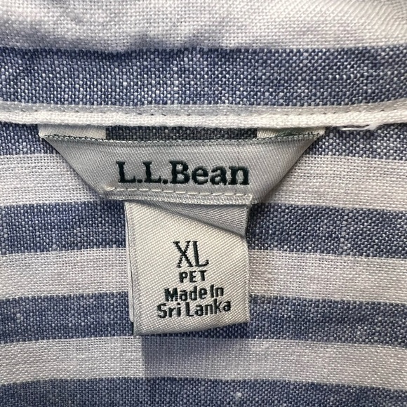 LL Bean women’s 100% linen long sleeve button down shirt top sz XL blue white - Picture 2 of 8